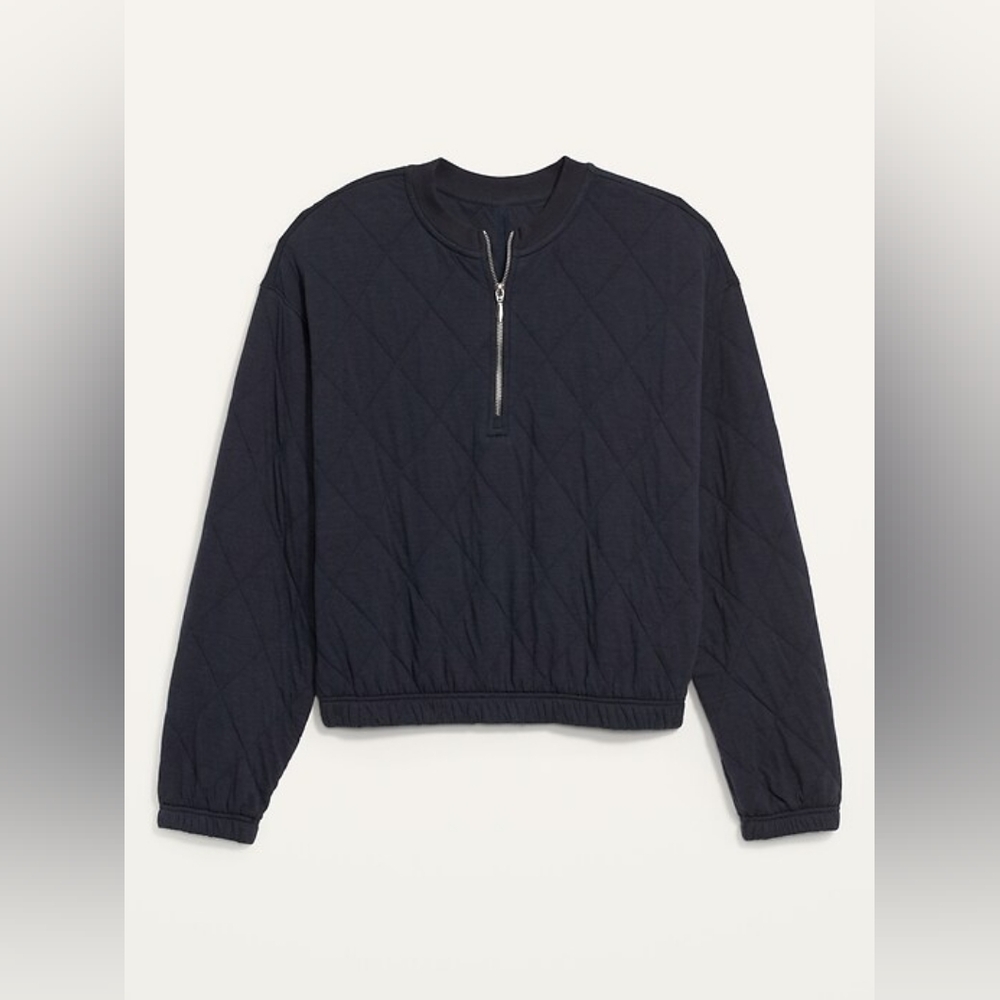 old navy sweatshirt women size XS navy blue quilted half zip up pullover